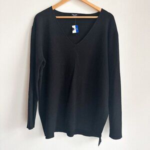 Splendid  V Neck Black Knit Top L